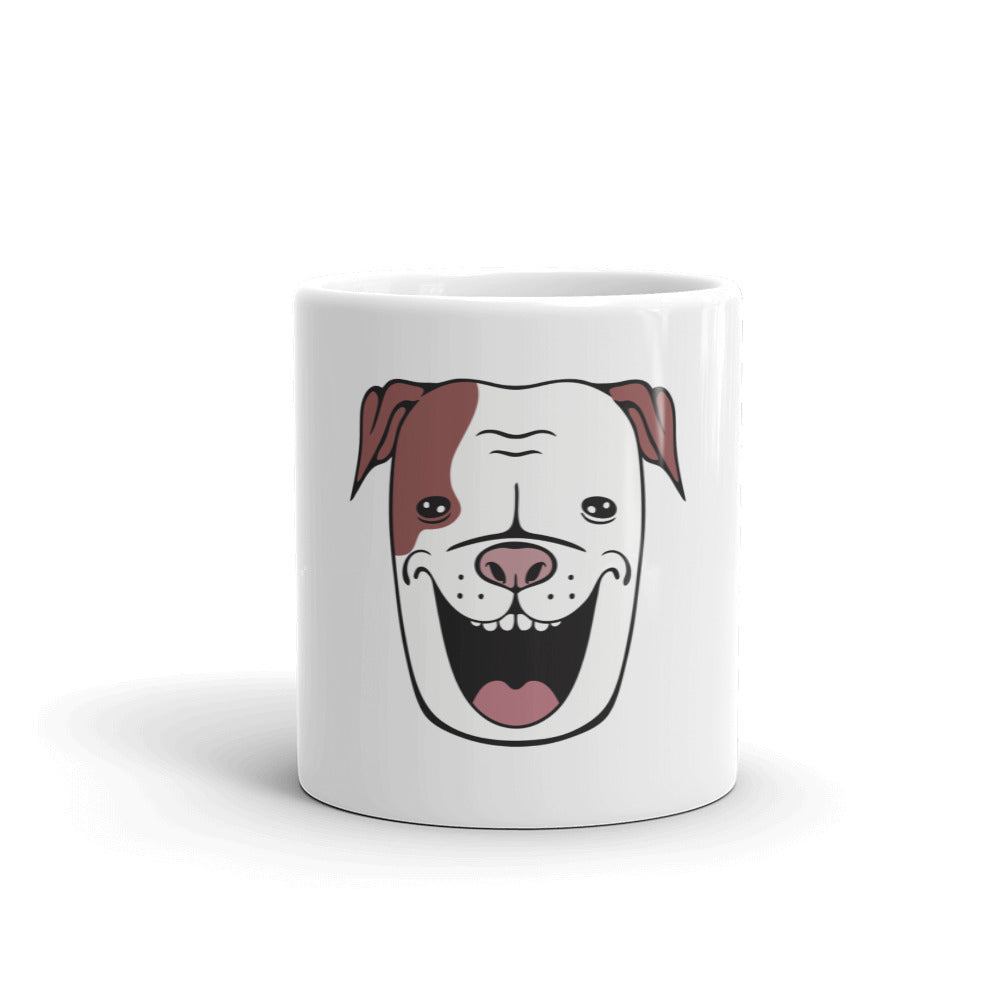White glossy dog mug
