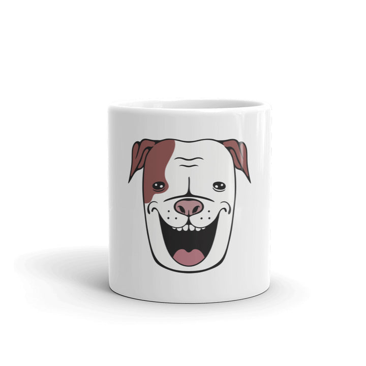 White glossy dog mug