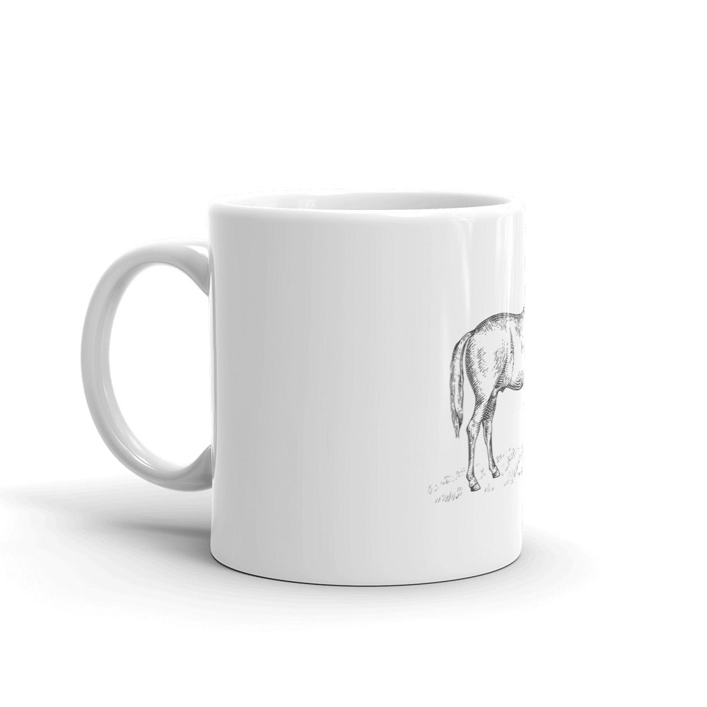 White glossy horse mug
