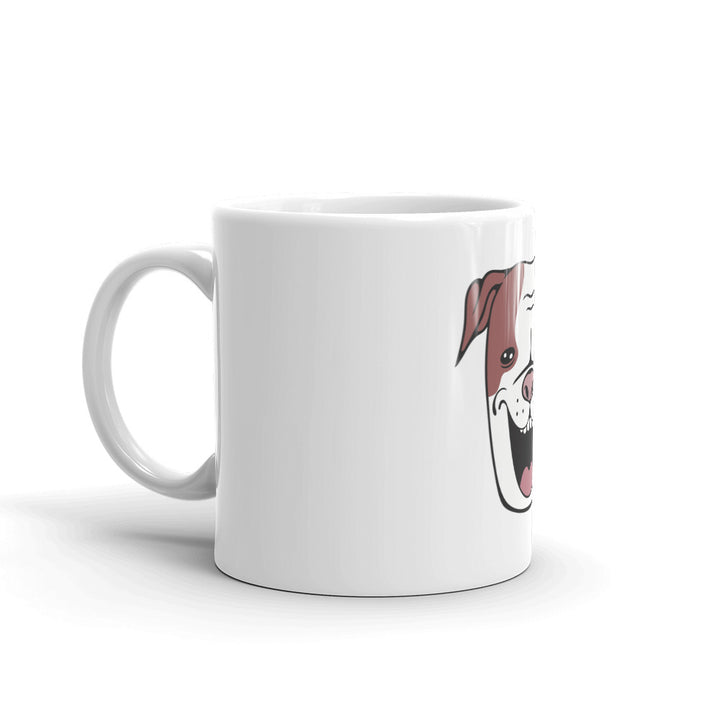 White glossy dog mug
