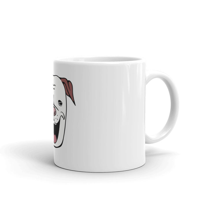 White glossy dog mug