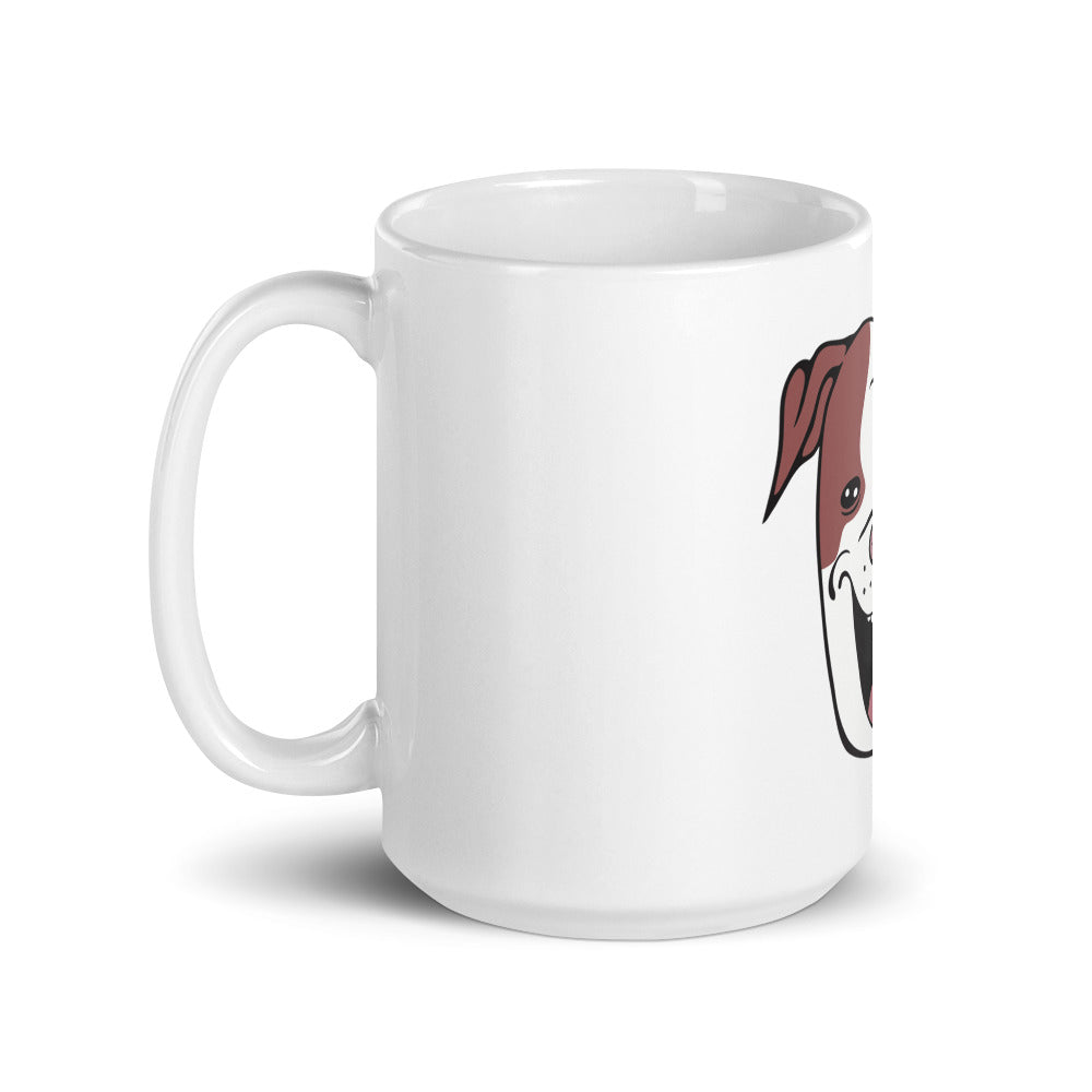 White glossy dog mug