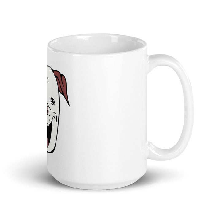 White glossy dog mug