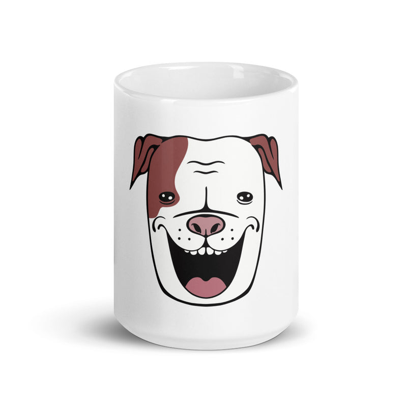 White glossy dog mug