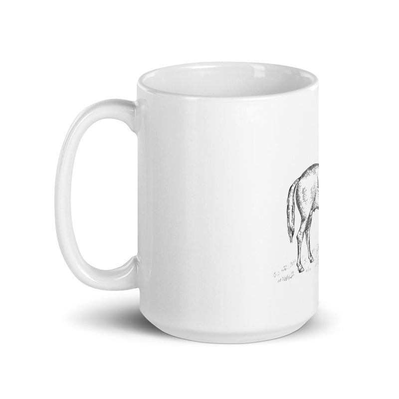 White glossy horse mug